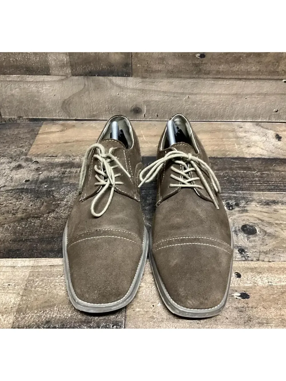 Calvin Klein Men's Size 10 Hancock Grey Suede Lace Up Oxford Dress Shoes